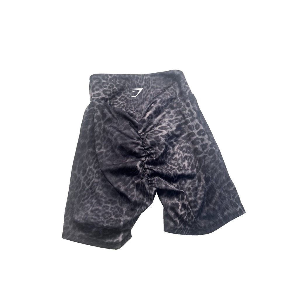 Gymshark Power GS Leopard Print Biker Shorts Gray Womens Size XS Active Chic Gym